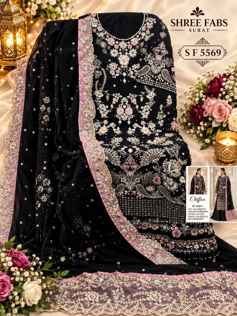 Sf 5569 E To H By Shree Chiffon Pakistani Salwar Suits 
